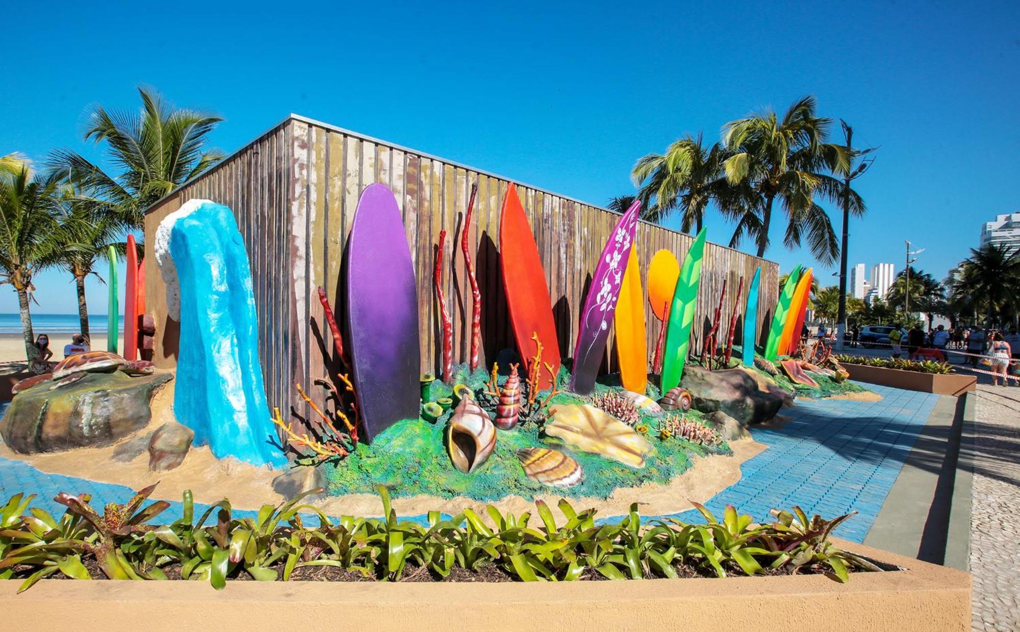 프라이아 그란데 Lindo Apto 300M Praia Da Ocian E Centro - Vista Mar- Varanda Sacada - Wi-Fi 300 Mbps - Vaga De Garagem - Acomoda Ate 6 Pessoas 아파트 외부 사진